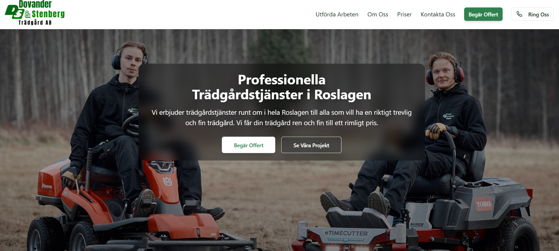 Dovander & Stenberg hemsida